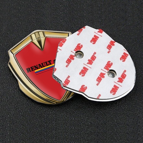 Renault Sport Metal Emblem Badge Gold Crimson Base Tricolor Motif