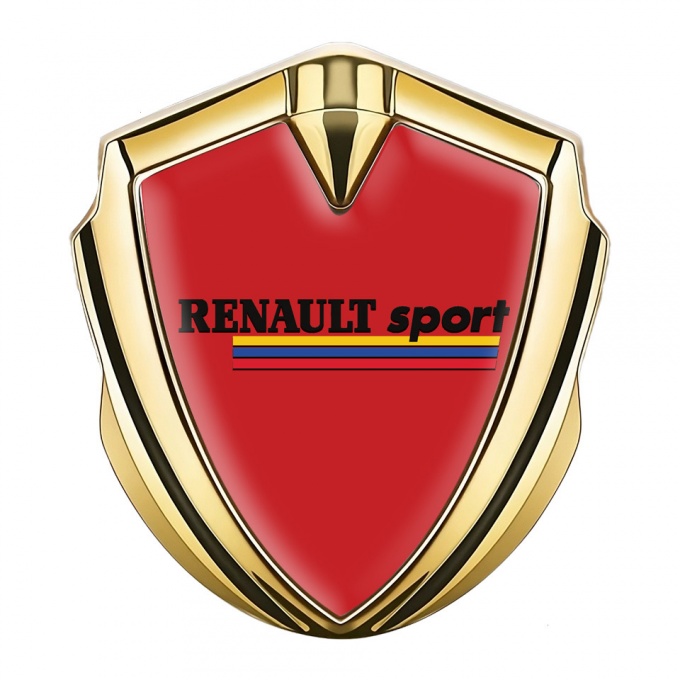 Renault Sport Metal Emblem Badge Gold Crimson Base Tricolor Motif