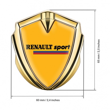 Renault Sport Domed Emblem Badge Gold Orange Fill Tricolor Motif