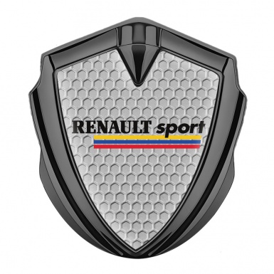 Renault Sport Emblem Metal Badge Graphite Honeycomb Tricolor Design