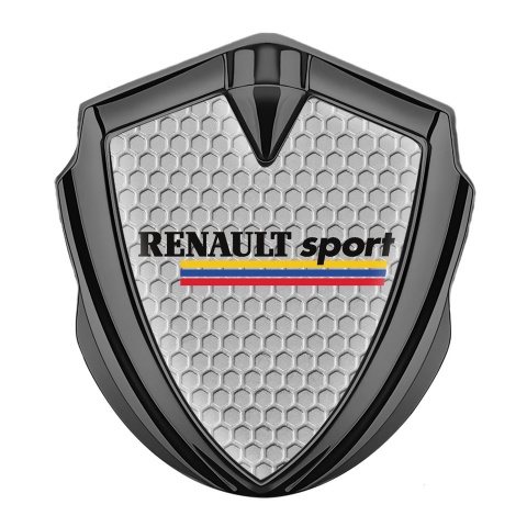Renault Sport Emblem Metal Badge Graphite Honeycomb Tricolor Design