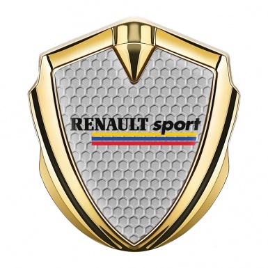 Renault Sport Emblem Metal Badge Gold Honeycomb Tricolor Design