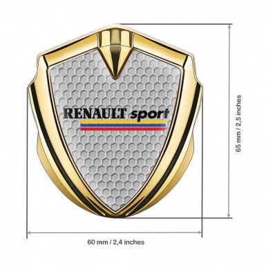 Renault Sport Emblem Metal Badge Gold Honeycomb Tricolor Design