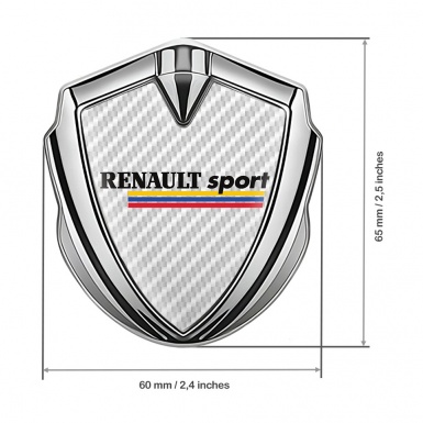 Renault Sport 3d Emblem Badge Silver White Carbon Tricolor Design
