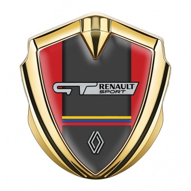 Renault GT Emblem Silicon Badge Gold Red Fill Tricolor Edition