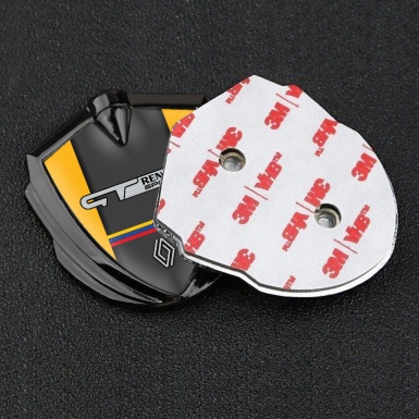 Renault GT Metal Domed Emblem Graphite Yellow Fill Tricolor Edition