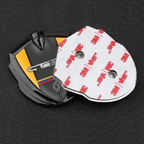 Renault GT Metal Domed Emblem Graphite Yellow Fill Tricolor Edition