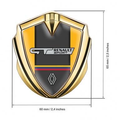 Renault GT Metal Domed Emblem Gold Yellow Fill Tricolor Edition