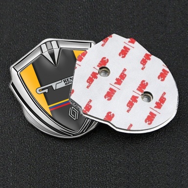 Renault GT Metal Domed Emblem Silver Yellow Fill Tricolor Edition