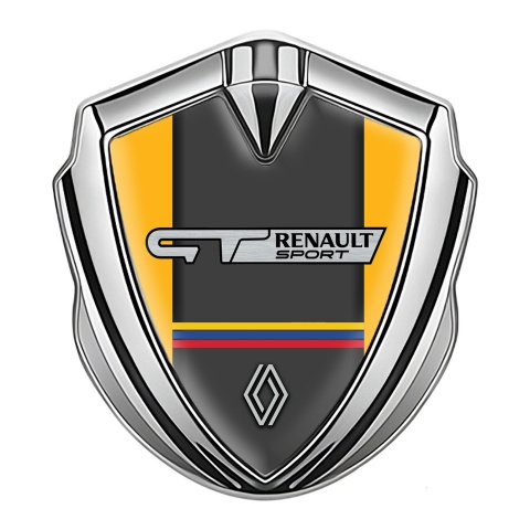 Renault GT Metal Domed Emblem Silver Yellow Fill Tricolor Edition