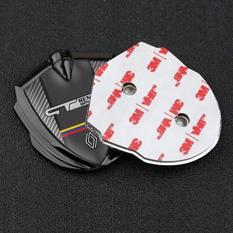 Renault GT Badge Self Adhesive Graphite Light Carbon Tricolor Design