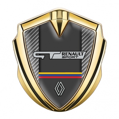 Renault GT Badge Self Adhesive Gold Light Carbon Tricolor Design