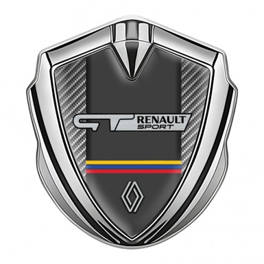 Renault GT Badge Self Adhesive Silver Light Carbon Tricolor Design