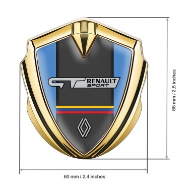 Renault GT Metal Emblem Self Adhesive Gold Blue Frame Tricolor Edition