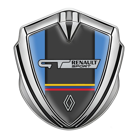 Renault GT Metal Emblem Self Adhesive Silver Blue Frame Tricolor Edition
