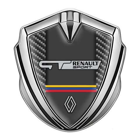 Renault GT Emblem Self Adhesive Silver Dark Carbon Tricolor Design
