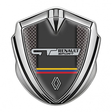 Renault GT Domed Emblem Badge Silver Grey Carbon Tricolor Design