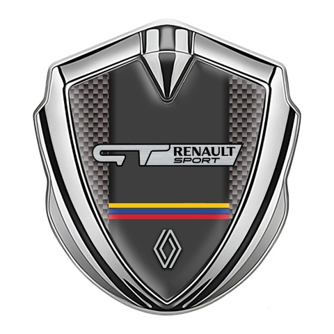 Renault GT Domed Emblem Badge Silver Grey Carbon Tricolor Design