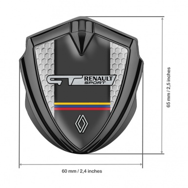 Renault GT Emblem Ornament Badge Graphite Grey Honeycomb Tricolor Motif