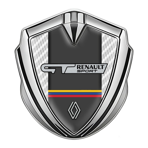 Renault GT Bodyside Domed Emblem Silver White Carbon Tricolor Motif