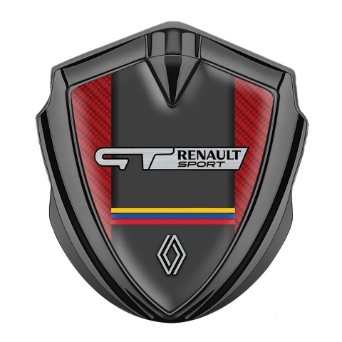 Renault GT Emblem Metal Badge Graphite Red Carbon Tricolor Motif