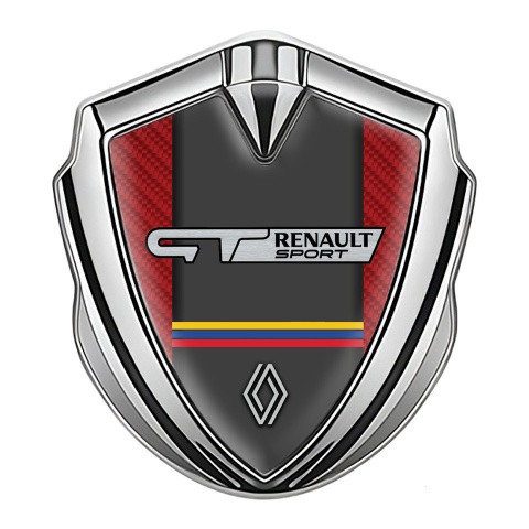 Renault GT Emblem Metal Badge Silver Red Carbon Tricolor Motif