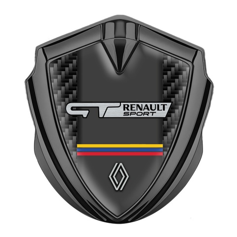 Renault GT 3d Emblem Badge Graphite Black Carbon Tricolor Motif