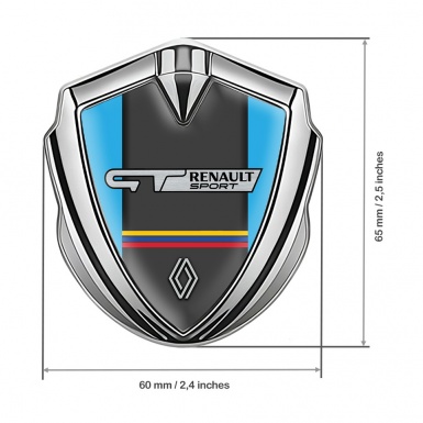 Renault GT Emblem Badge Self Adhesive Silver Blue Base Tricolor Design