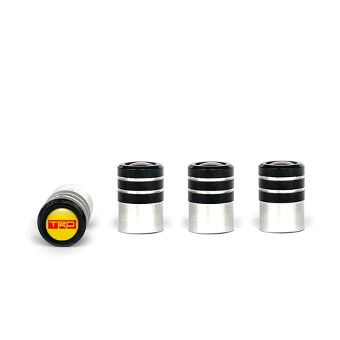 Toyota TRD Valve Caps Tire Black - Aluminium 4 pcs Yellow Red Logo