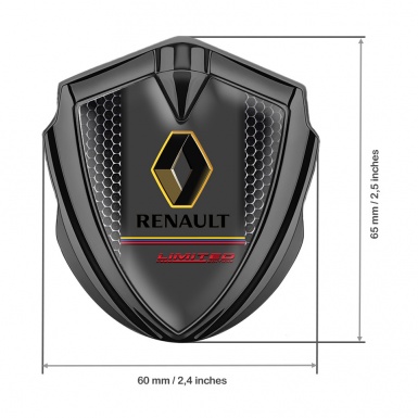 Renault Badge Self Adhesive Graphite Metal Grate Tricolor Limited Edition