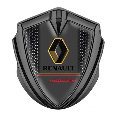 Renault Badge Self Adhesive Graphite Metal Grate Tricolor Limited Edition
