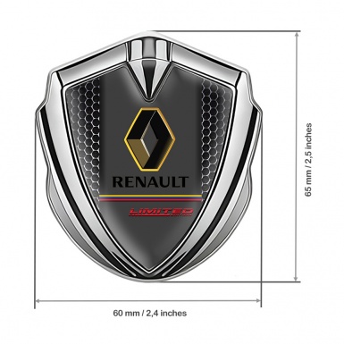 Renault Badge Self Adhesive Silver Metal Grate Tricolor Limited Edition