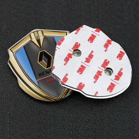 Renault Emblem Fender Badge Gold Blue Frame Tricolor Limited Edition