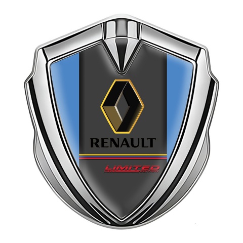 Renault Emblem Fender Badge Silver Blue Frame Tricolor Limited Edition