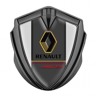 Renault Metal Emblem Self Adhesive Graphite Grey Frame Tricolor Limited Edition