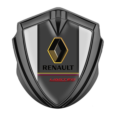 Renault Metal Emblem Self Adhesive Graphite Grey Frame Tricolor Limited Edition