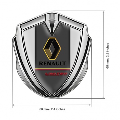 Renault Metal Emblem Self Adhesive Silver Grey Frame Tricolor Limited Edition