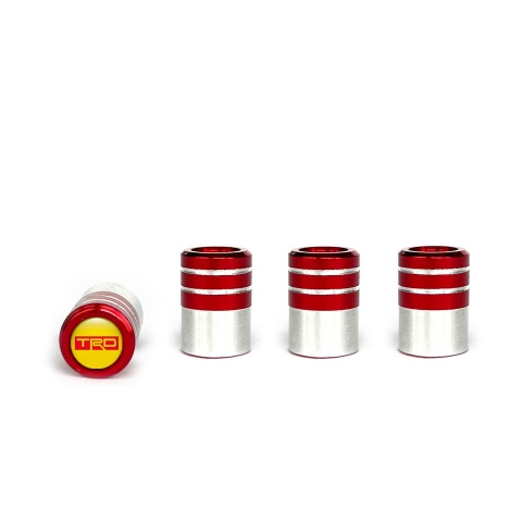 Toyota Valve Steam Caps Red - Aluminium 4 pcs Yellow Red Logo