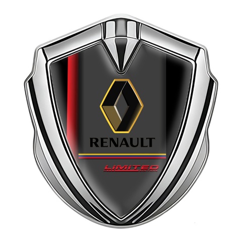 Renault Emblem Trunk Badge Silver Red Stripe Tricolor Limited Edition