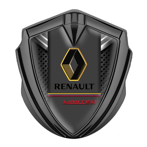 Renault Domed Emblem Badge Graphite Dark Grate Tricolor Limited Edition