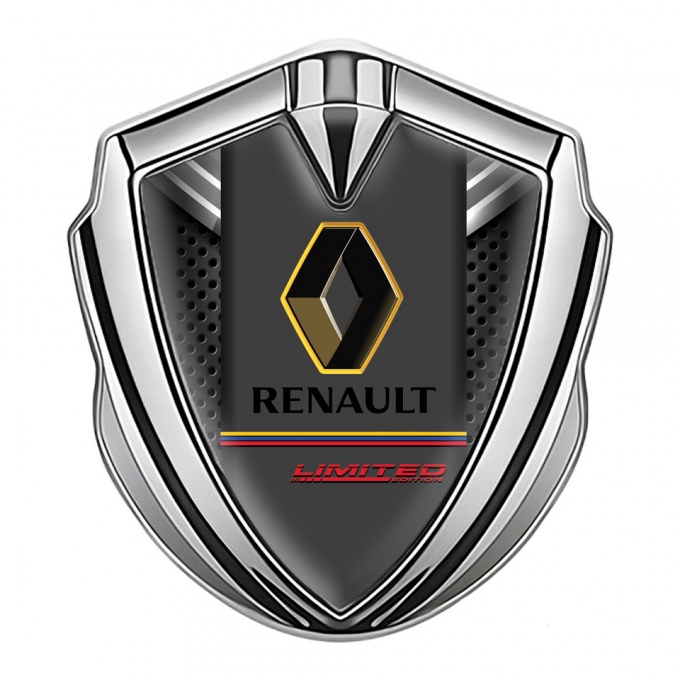 Renault Domed Emblem Badge Silver Dark Grate Tricolor Limited Edition