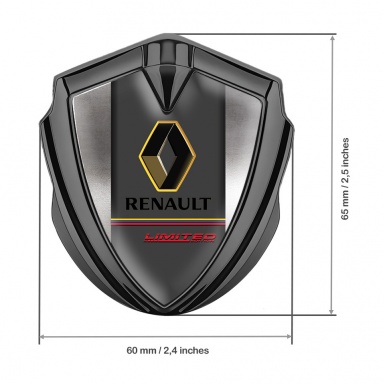 Renault 3d Emblem Badge Graphite Polished Frame Tricolor Limited Edition