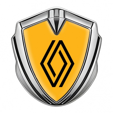 Renault Emblem Car Badge Silver Yellow Print Modern Logo Design