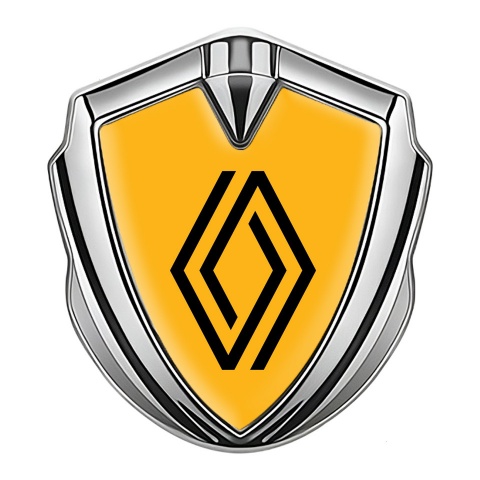 Renault Emblem Car Badge Silver Yellow Print Modern Logo Design