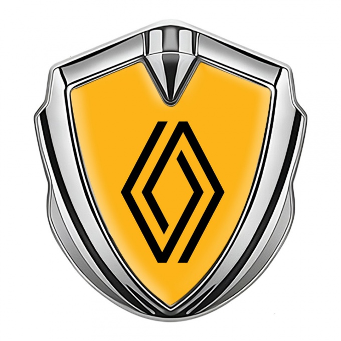 Renault Emblem Car Badge Silver Yellow Print Modern Logo Design