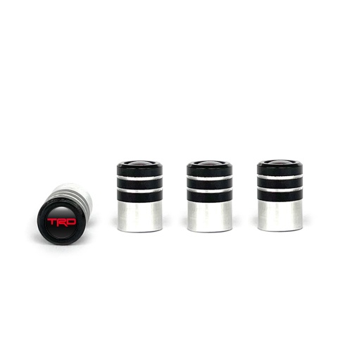 Toyota TRD Valve Caps Tire Black - Aluminium 4 pcs Red Logo