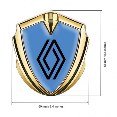 Renault Emblem Silicon Badge Gold Glacial Blue Modern Logo Design