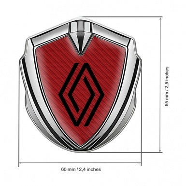 Renault Fender Emblem Badge Silver Red Carbon Modern Logo Edition