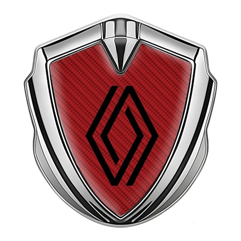 Renault Fender Emblem Badge Silver Red Carbon Modern Logo Edition