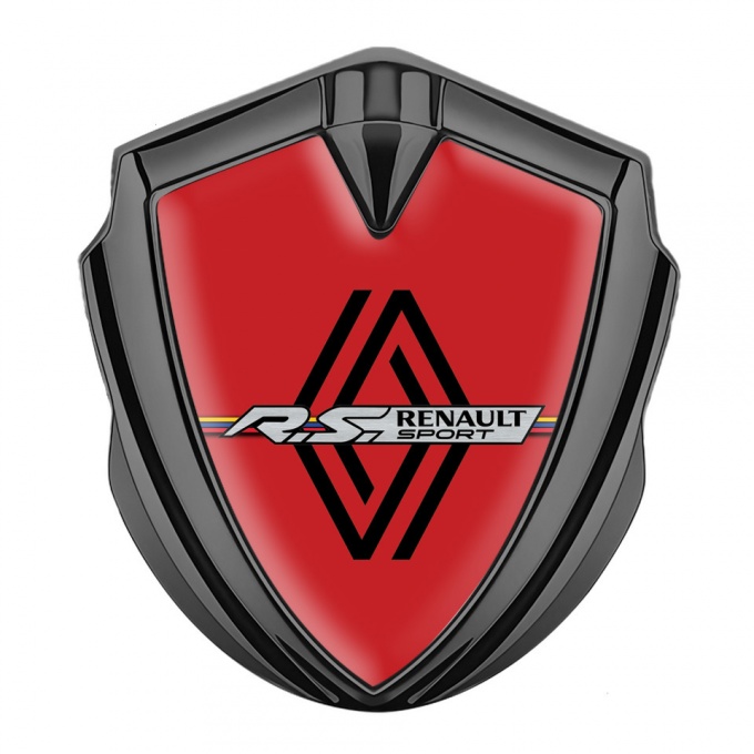 Renault Emblem Self Adhesive Graphite Red Fill Modern Logo Edition